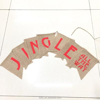 China 2017 New Hessian Burlap Country Christmas Decor Gingle Christmas Banner Stamen Garland Full for sale