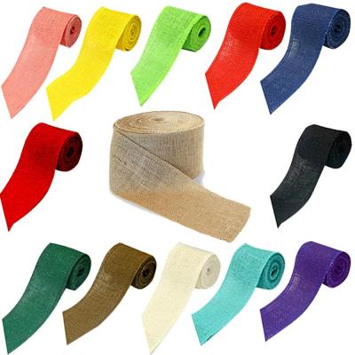 China DIY Sustainable Craft 6cm Colorful 100% Hessian Hessian Burlap Ribbon Roll for sale