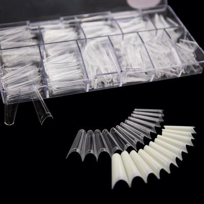 China DIY Nail Art Wholesale Custom 500Pcs/Bag Artificial Half Cover Clear Acrylic French Coffin Shaped False Nail Tips for sale