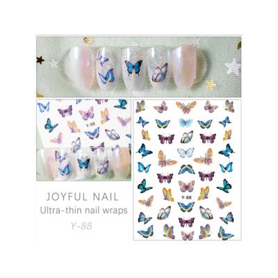 China Easy Apply New Style Nail Glue Sticker Butterfly Nail Sticker Non-Toxic Low Price Letter Nail Sticker for sale