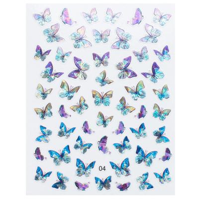 China Hot Selling Stylish And Convenient Cute 3D Butterfly Laser Cute Blue Pink Nail Stickers Colorful Stickers For Nails for sale