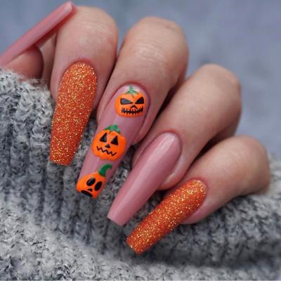 China Easy Apply Halloween Hot Sale Wholesale Press On Nails, French Style Art 24 Piece Fake Coffin Nails Long for sale