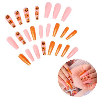 China Easy Apply Factory Wholesale Halloween Press On Nails 2021, Hot Sale 24 Piece French Style Fake Nails, Custom Press On Nails Packaging Box for sale