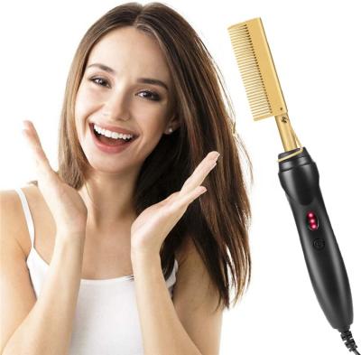 China 2020 Salon Selling Private Label Hair Curler Copper Home Electric Hot Comb Electric Hair Straightener Comb for sale