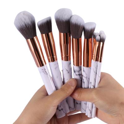 China Angular Blush Christmas 2021 Newest Custom Logo Marble Travel Makeup Brushes Set for sale