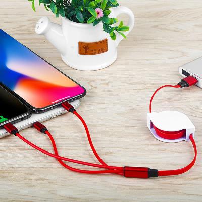 China For Type C Lightning Variety 0.25-1m Micro Adjustable Charging Data 3 Colors Retractable 3in1 In 1 USB Cable for sale