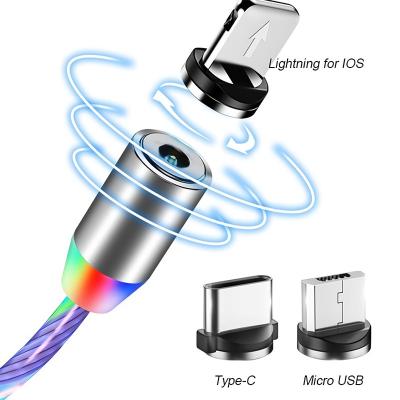 China Only Fast Charging Colorful Led Magnetic Type Audiophile C 3 In 1 Multi Magnetic Data Cable for sale