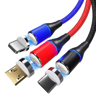 China Retractable USB3.0 Cable Magnet Braid Nylon Black Charging Red Silver Universal Cables Uslion Magnetic Data Cable for sale