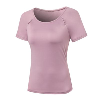 China Wicking Breathable High Quality Top Fitness Womens Running Workout Shirts 02214-R for sale