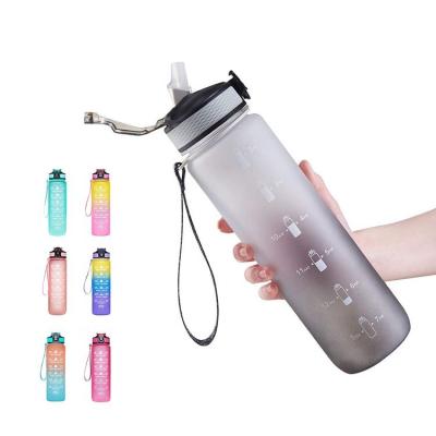 China Wholesale High Quality Bpa Viable 700ml/1000ml Free PTCG/PC/AS/Tritan Plastic Water Bottle With Time Marker for sale