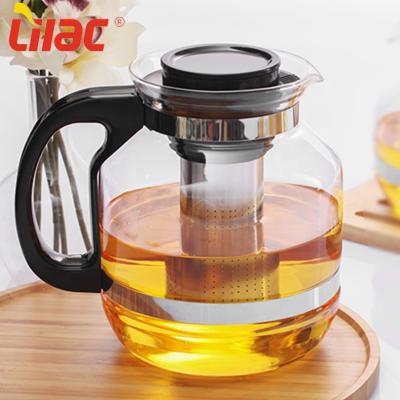 China Sufficient Stock 2.6l 2.2l 1.8l Lilac Sufficient Health Pot Glass Teapot In Color Box for sale