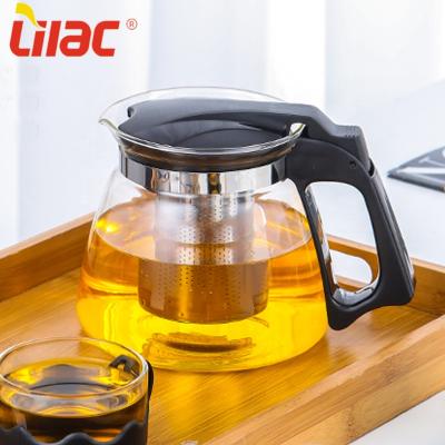 China Stock 900ml 1100ml 1500ml Sufficient Hot Removable Infuser Small Metal Drink Loose Leaf Holder Metal Glass Teapot Lilac for sale