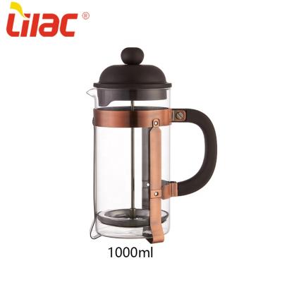 China Custom Sufficient Stock 600ml 800ml 1000ml Coffee Filter Boracilicate Lilac Sufficient Custom French Press Cafetiere for sale