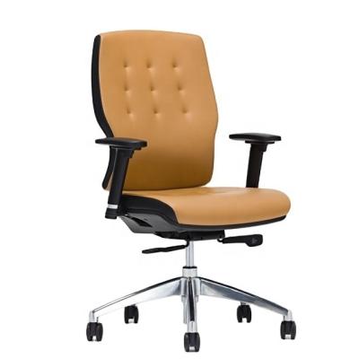 China (Size)Brown Adjustable Genuine Leather Computer Desk Chairs Lift Office Task Chairs for sale