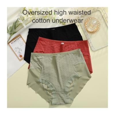 China Anti-Bacterial Oversized Modal underwear women's high waisted cotton jacquard anti bacterial breathable fattened Briefs for sale