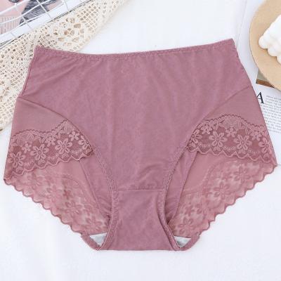 China Anti-Bacterial Oversized women's underwear, high waist, sexy lace, abdomen shrinking buttock lifting bacteriostatic Briefs increased fattening for sale