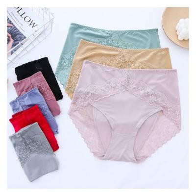 China Anti-Bacterial Lanjing Modal Large Women's Underwear 100kg High waist sexy lace buttocks Briefs fattened for sale