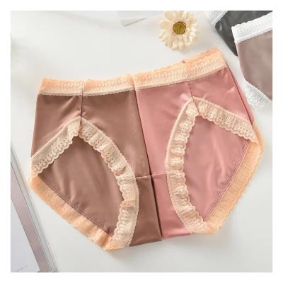 China Anti-Bacterial Women Lace Panties High Elasticity Ladies Seamless Underwear Lace Traceless Briefs for sale