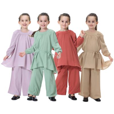 China Prayer dress two pieces set african abaya baby kameez last girls long robe boubou selwar dubai loose abaya for sale