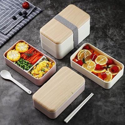 China Steamable Japanese Kitchen Style 2 Layers Single Insulation Lunch Box Plastic Food Bento Container for sale