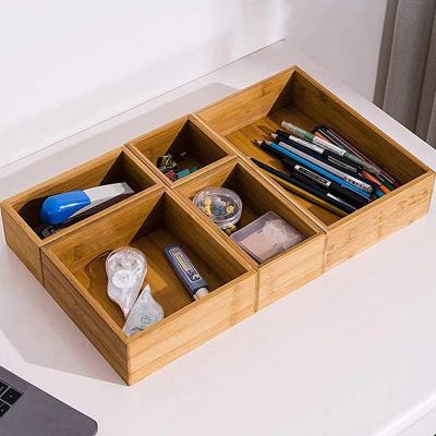 China Luxury Kitchen Drawer Organizer With Compartments Desktop Wooden Storage Boxes for sale