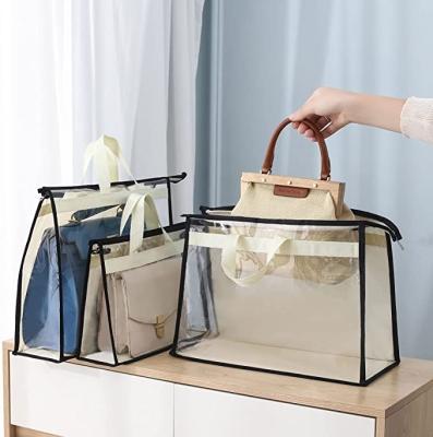 China Clear PVC Viable Transparent Zipper Zipper Purse Purse Cabinet Storage Hanging Dust Bags Organizer For Handbags L for sale