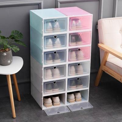 China Viable Custom Foldable Shoes Box Clear Plastic Transparent Storage Folding Display Box Stackable Acrylic For Trade Show for sale