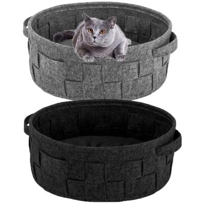 China Cat Bed Detachable Breathable Cat House With Removable Comfortable Cushion Around Felt Pet Bed for sale