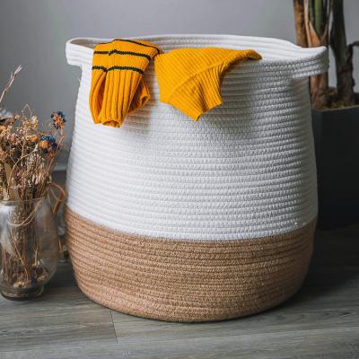 China Minimalist 18x16 Inch Cotton Laundry Hamper Robe Woven Home Storage Laundry Hamper Basket for sale