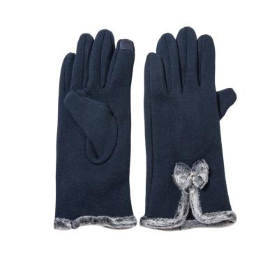 China Dot Finger Winter Ladies All-match Warm Bowknot Stretch Warm Gloves Riding Racing Gloves for sale