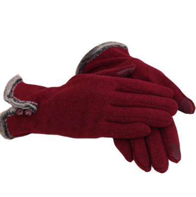 China Dot Finger Ladies Winter Gloves Touch Screen Warm Fleece Outdoor Ski Sports Windproof Gloves Outdoor Riding Fashion for sale