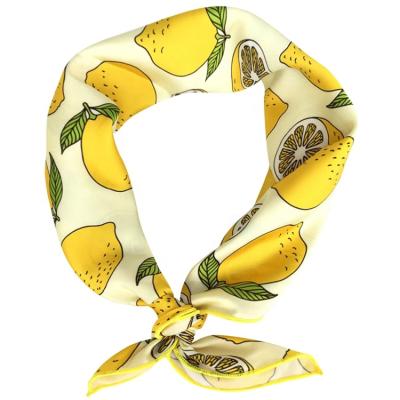 China Square Hair Silk Scarf Fruit Print Neck Scarf Summer Square Scarf For Women for sale