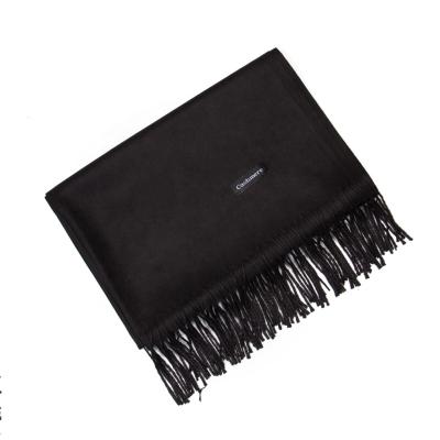 China Amazon Wish Hot Sale 130g Thin Soft Thin Soft Woven Women's Black Hijab Polyester With Tassels Cashmere Solid Color Scarf for sale