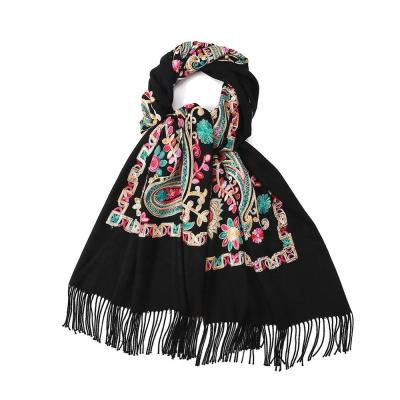 China 2020 New Style Fashion Scarf Winter Viscous Feminine Women Embroidery Floral Ultra Soft Bohemian Scarf for sale