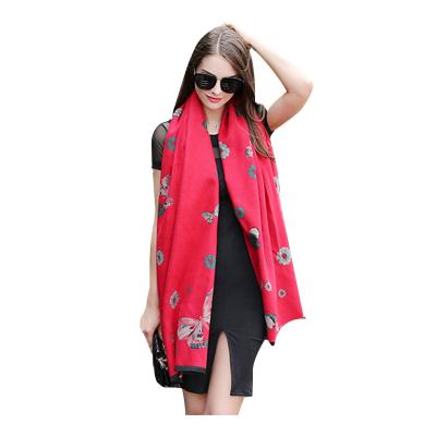 China Low MOQ Luxury Viscose Ladies Viscous Scarf With Tassels Jacquard Butterfly Patterns Scarf For Women Winter Female Long Shawl Wrap for sale