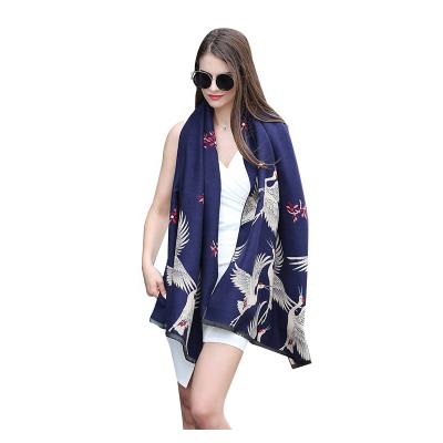 China 100% Viscose Viscous Scarf Shawl With Tassels Jacquard Crane Wraps For Women Ladies Warm Long Scarves Women Winter Scarf for sale