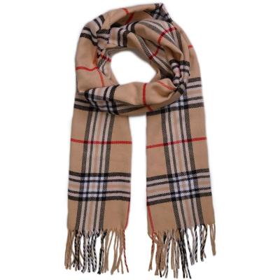 China 2020 Fashion High Quality Acrylic Style Brown Stripe Scarf With Tassels Plaid Scarf Men Ladies Winter Scarf for sale