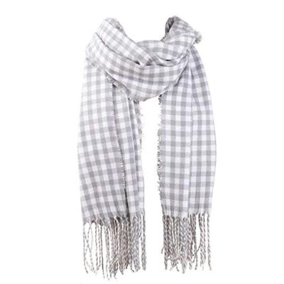 China 2020 New Style Gray White Cashmere Feel Scarf Winter Scarf Ladies Acrylic Viscous Scarves for sale