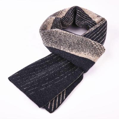 China 2020 New Design Wool Multi Color Woolen Knitted Scarf For Man Jacquard Stripe Mens Winter Scarves Gentlemen Business Scarf for sale