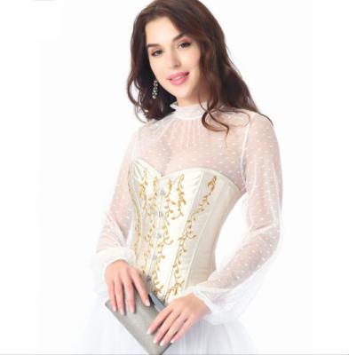 China Antibacterial Temperament Lady Body Shaping Shiny Three Piece Set Corset Ballet Stage T Stage Corset Dress for sale