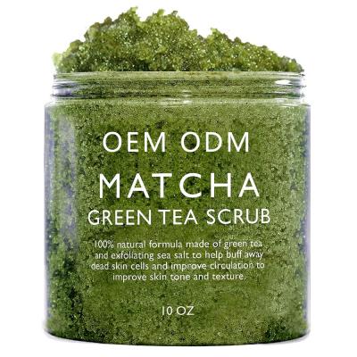 China Custom 100% Natural Exfoliator Matcha Green Tea Skin Exfoliating Face And Body Scrub for sale