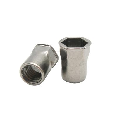 China Heavy industry fasten easily and quickly drill rivet nut aluminum for car flat head rivet nut m6 stainless steel rivet nut for sale