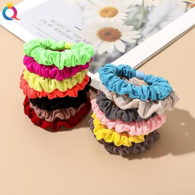 China QIYUE 13 Colors Raw Fashion Elastic Hair Scrunchies For Girl's Hair Decoration Factory Wholesale Solid Colors Hair Tie for sale