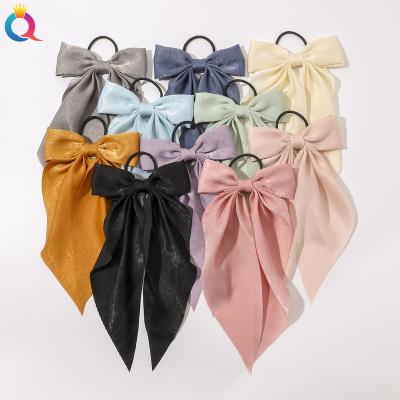 China Simple Hair Decoration QIYUE Korea Hair Tie With Solid Color Velvet Ribbon New Fashion Hair Clip Hair Accessories With Flames for sale