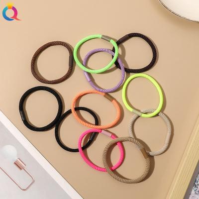 China Hair Decoration QIYUE Korea Waist Quality Solid Color Hair Tie For Girls OEM Solid Color Cheap Elastic Rubber Rope for sale