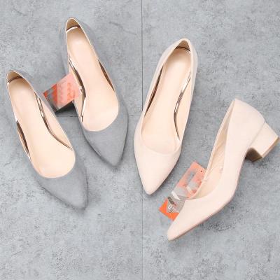 China Women Round High Heel 3.5cm Office Wear Ladies Square Heel Pumps Shoes for sale