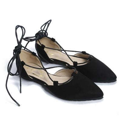 China Fashion Trend Ladies Bare Heel Shoe Lace Up Ladies Ballet City Trends Flats Women Shoes for sale