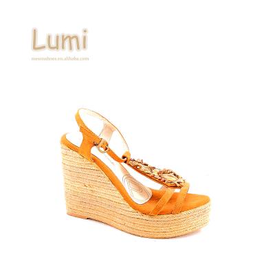 China Fashion OEM and ODM Summer Fancy T-STRAP Sneaker Shoes Jute Wedge Heel Sandals for sale