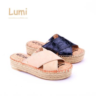 China Fashion Trend New Design Comfortable Ladies Jute Slipper Sandals Wedges Women Shoes for sale