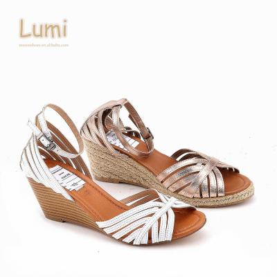 China Hot Sale Wedge Shoes Women Metal Color Sandals Ladies Girls Wedge Shoes for sale